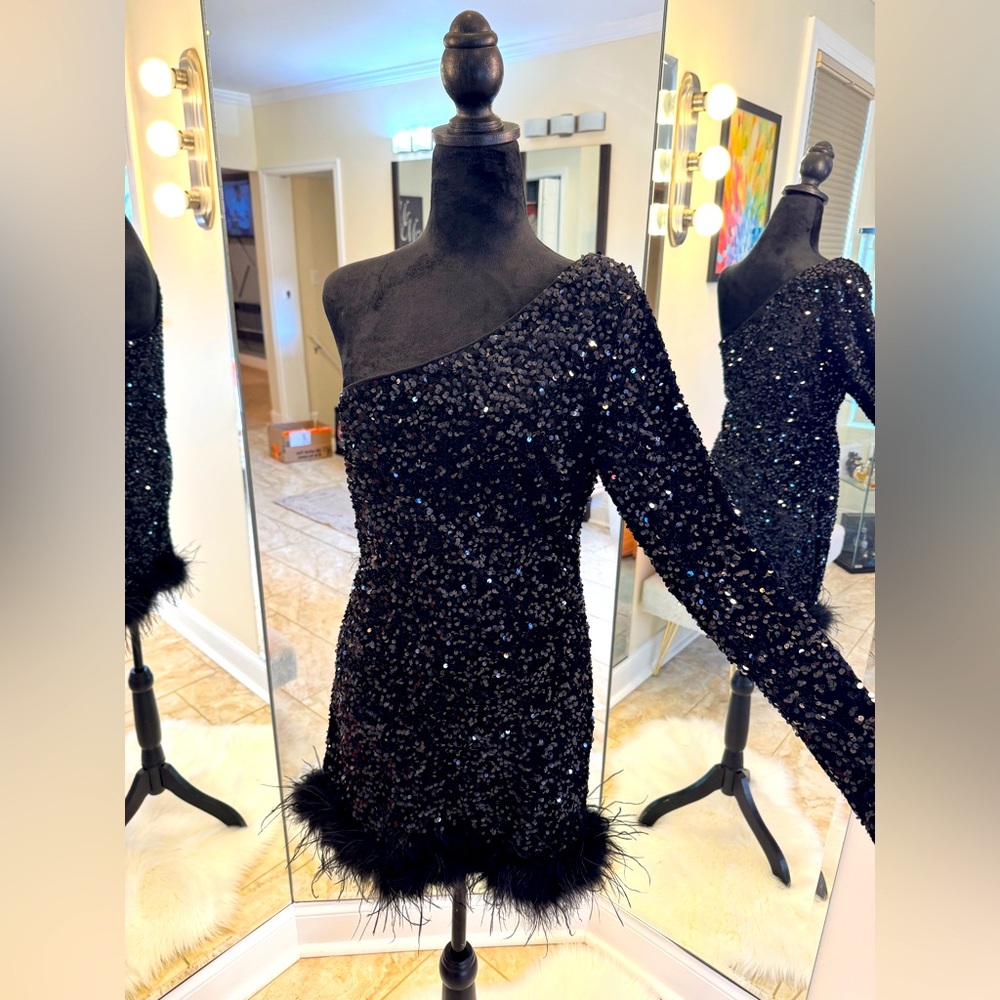 Giada Sequin Mini Dress - Black